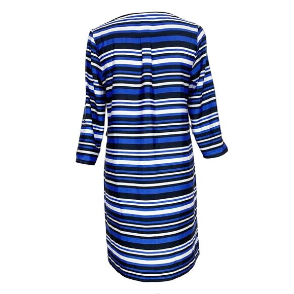 Gap Outlet Blue Dress Women's Size XS Striped Half Roll Tab Sleeve - Picture 2 of 7